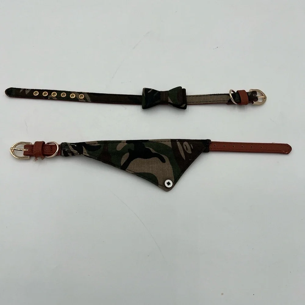 2PCS Bow Tie Dog Collar and Bandana Set for Small Dogs and Puppies